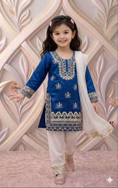 Trending Beautiful Embroidery RRK  005 FENDI SILK Wholesale children wear in India